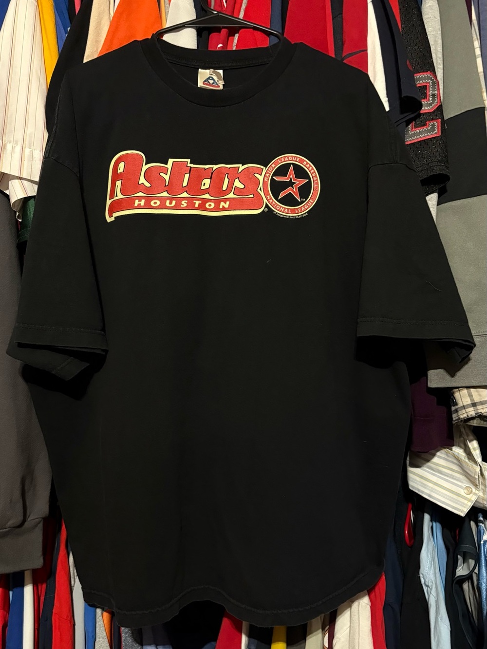 Houston Astros x Alstyle 2006 Y2K script black tee men’s 3XL 32x29 GUC